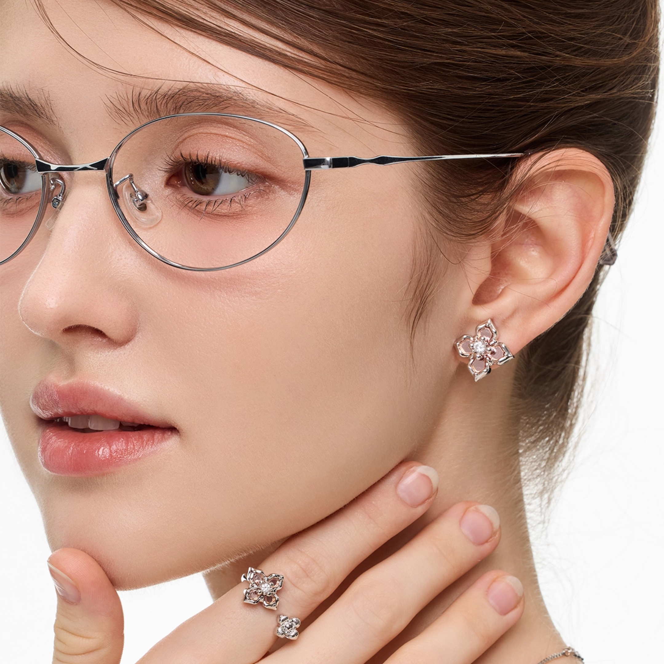 Cubic zirconia rosine pierce[set item]