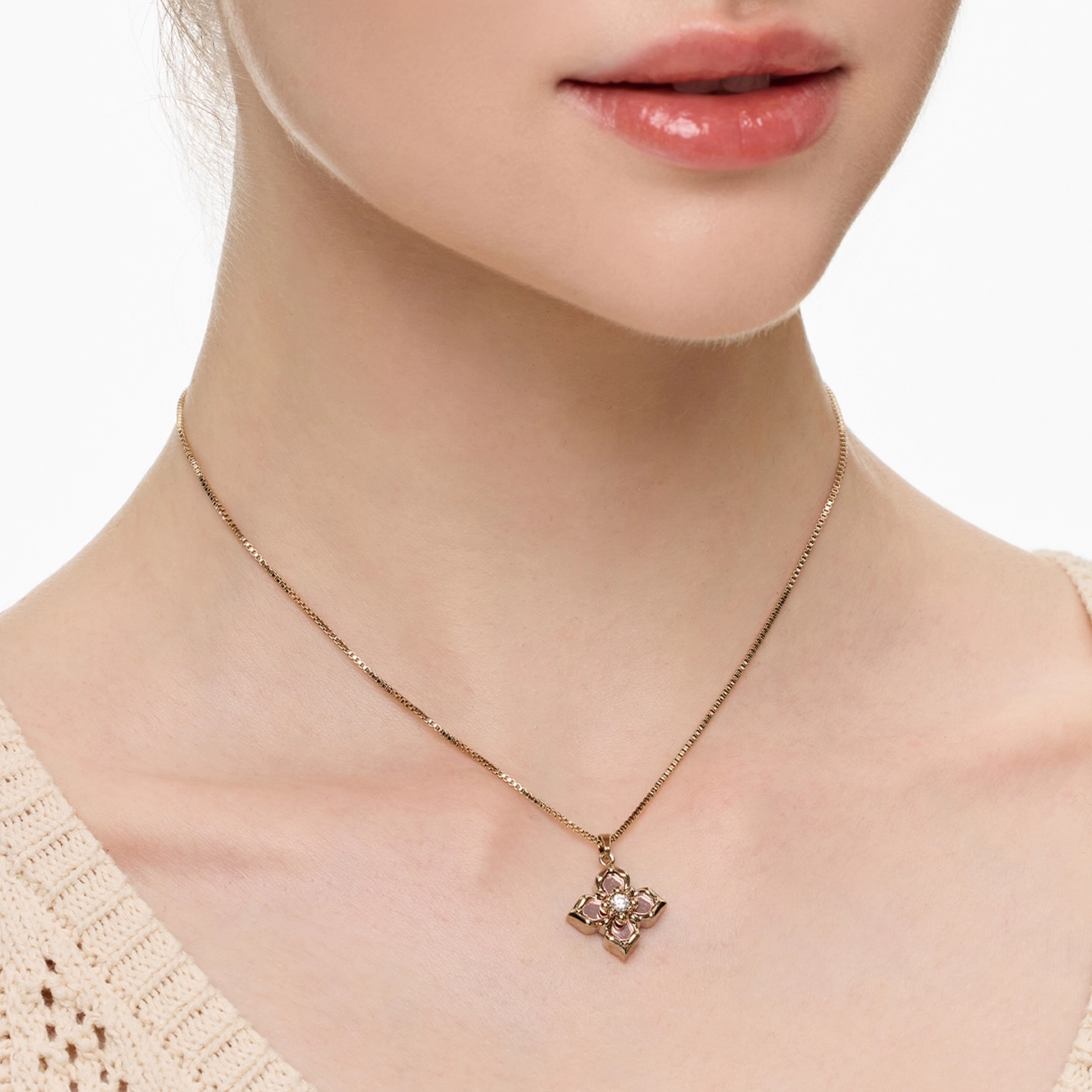 Cubic zirconia rosine necklace[set item]