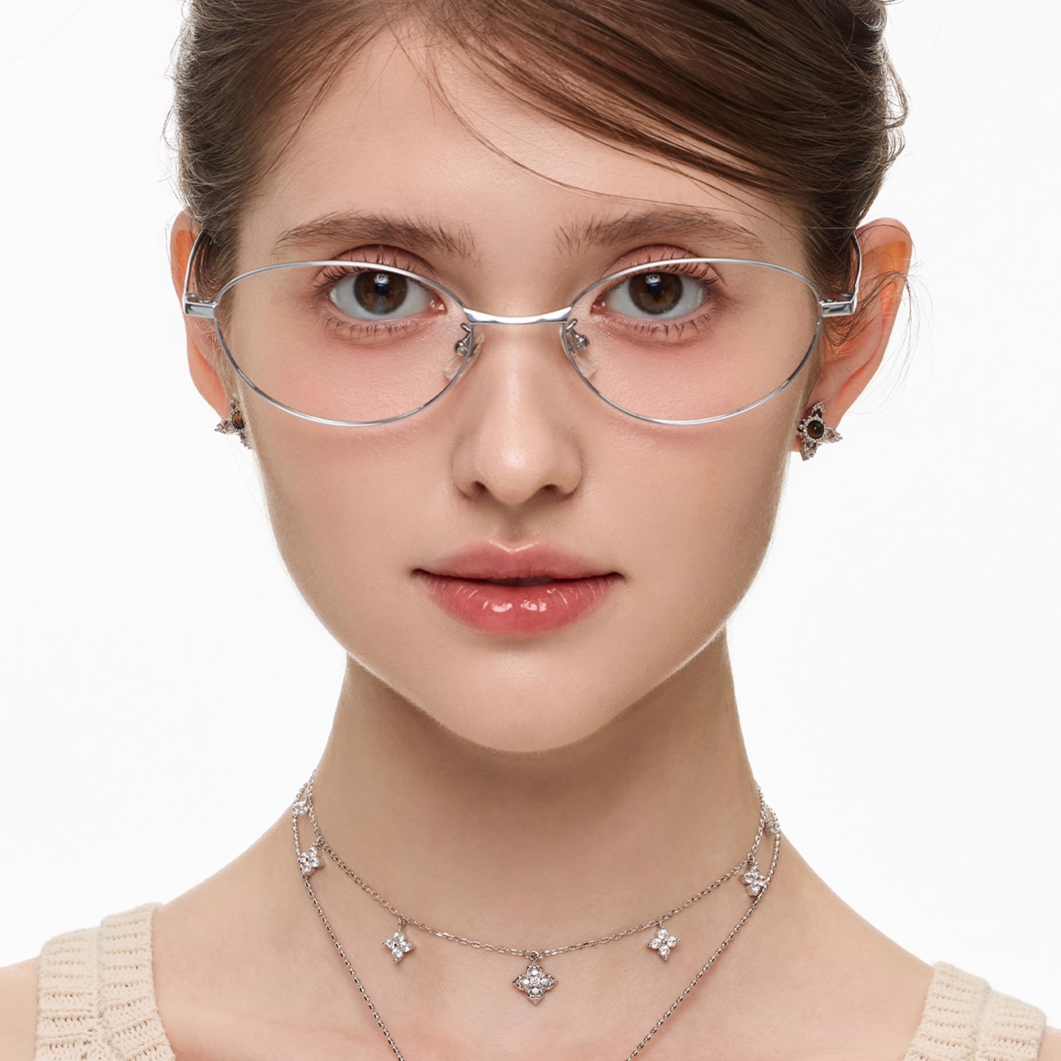 Cubic zirconia elvien charm necklace[set item]