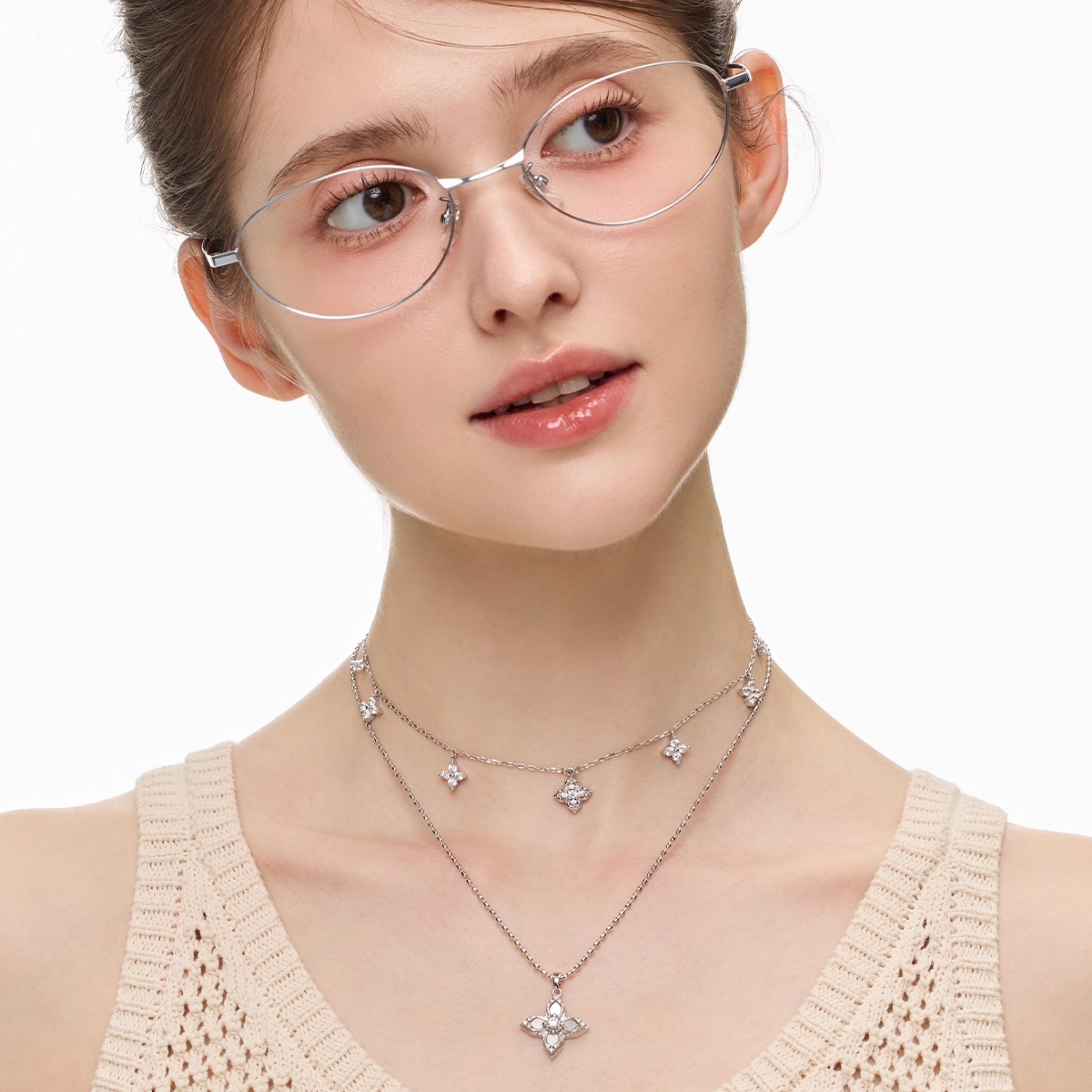 Cubic zirconia elvien necklace[set item]