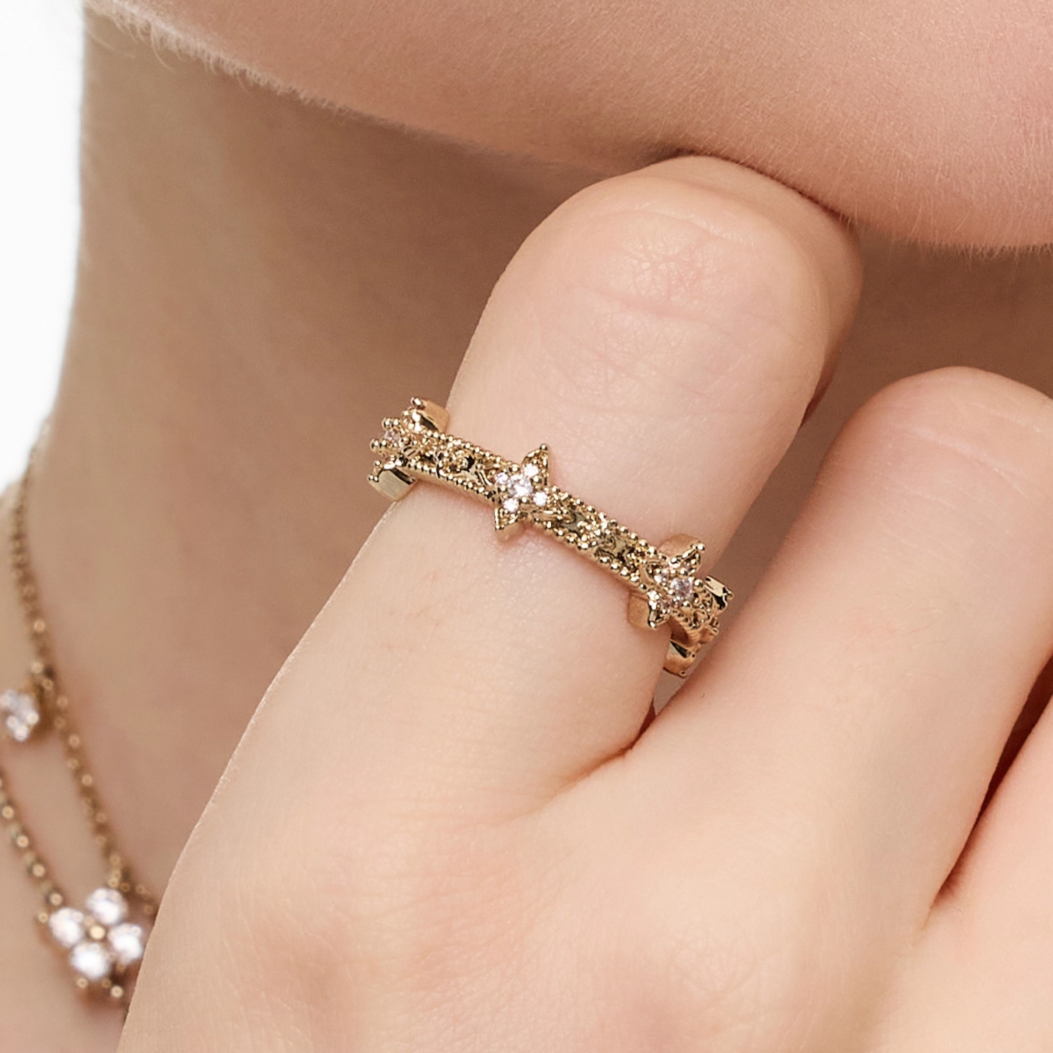 Cubic zirconia elvien ring[set item]