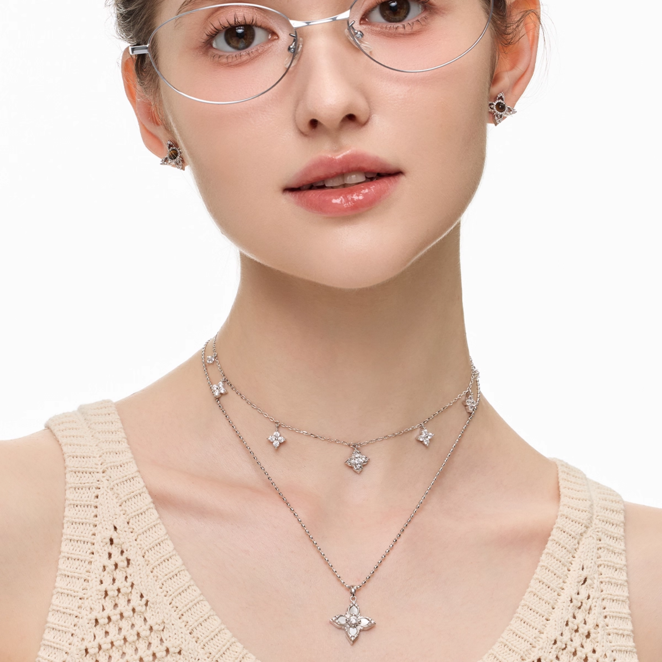 Cubic zirconia elvien necklace[set item]