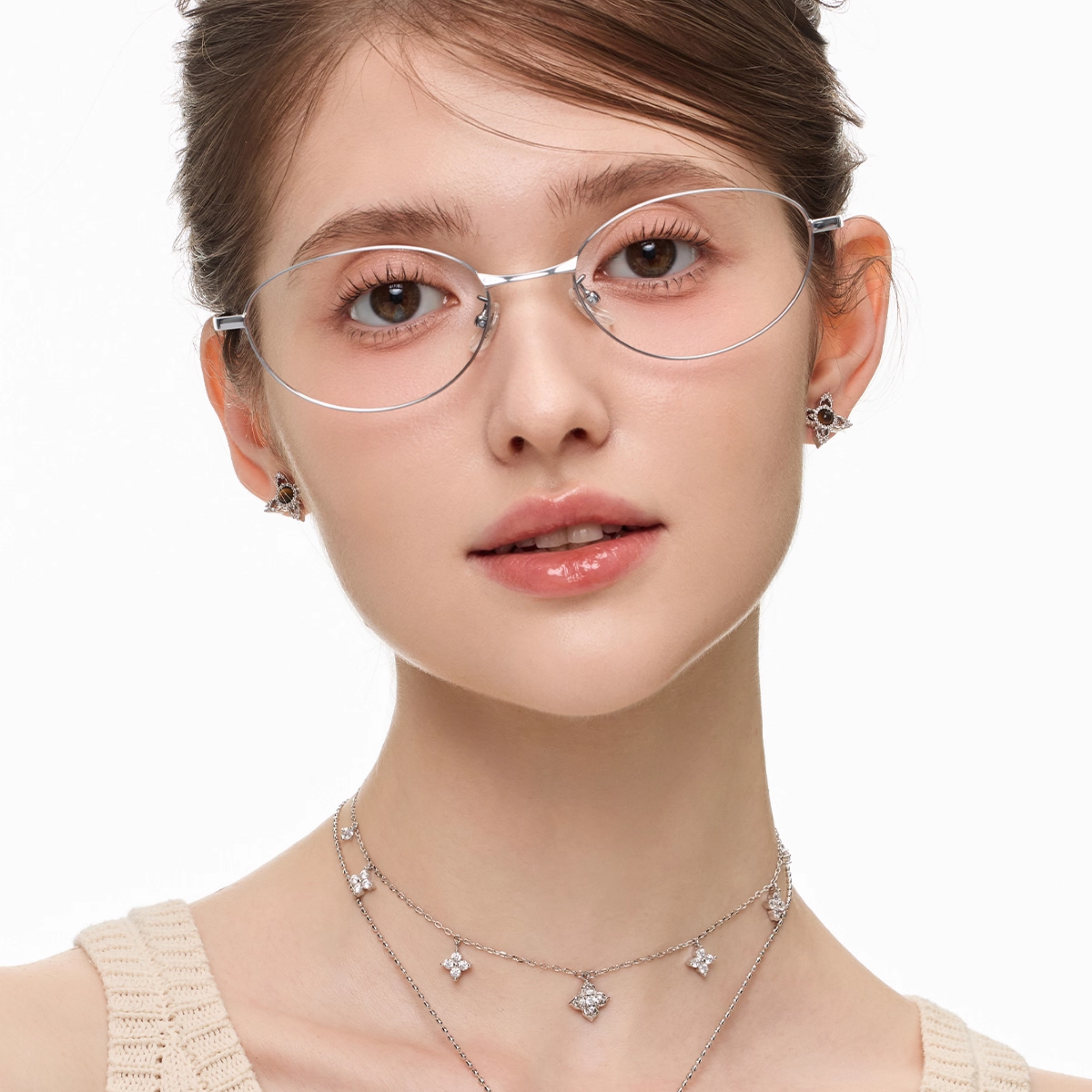 Cubic zirconia elvien charm necklace[set item]