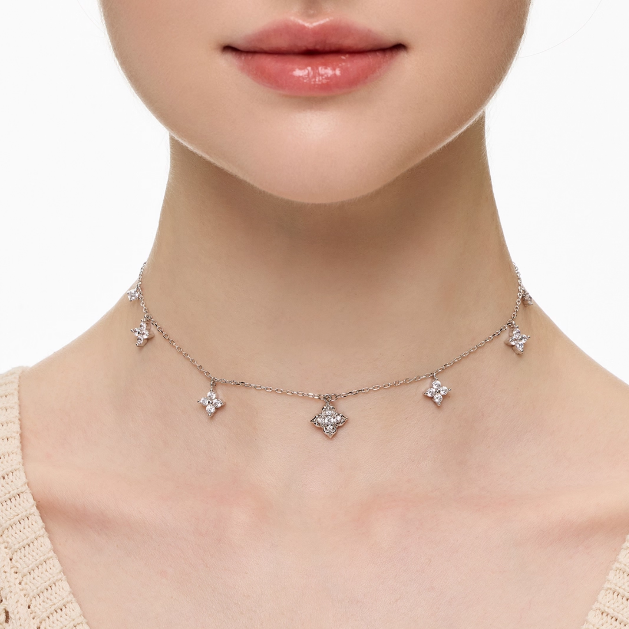 Cubic zirconia elvien necklace[set item]