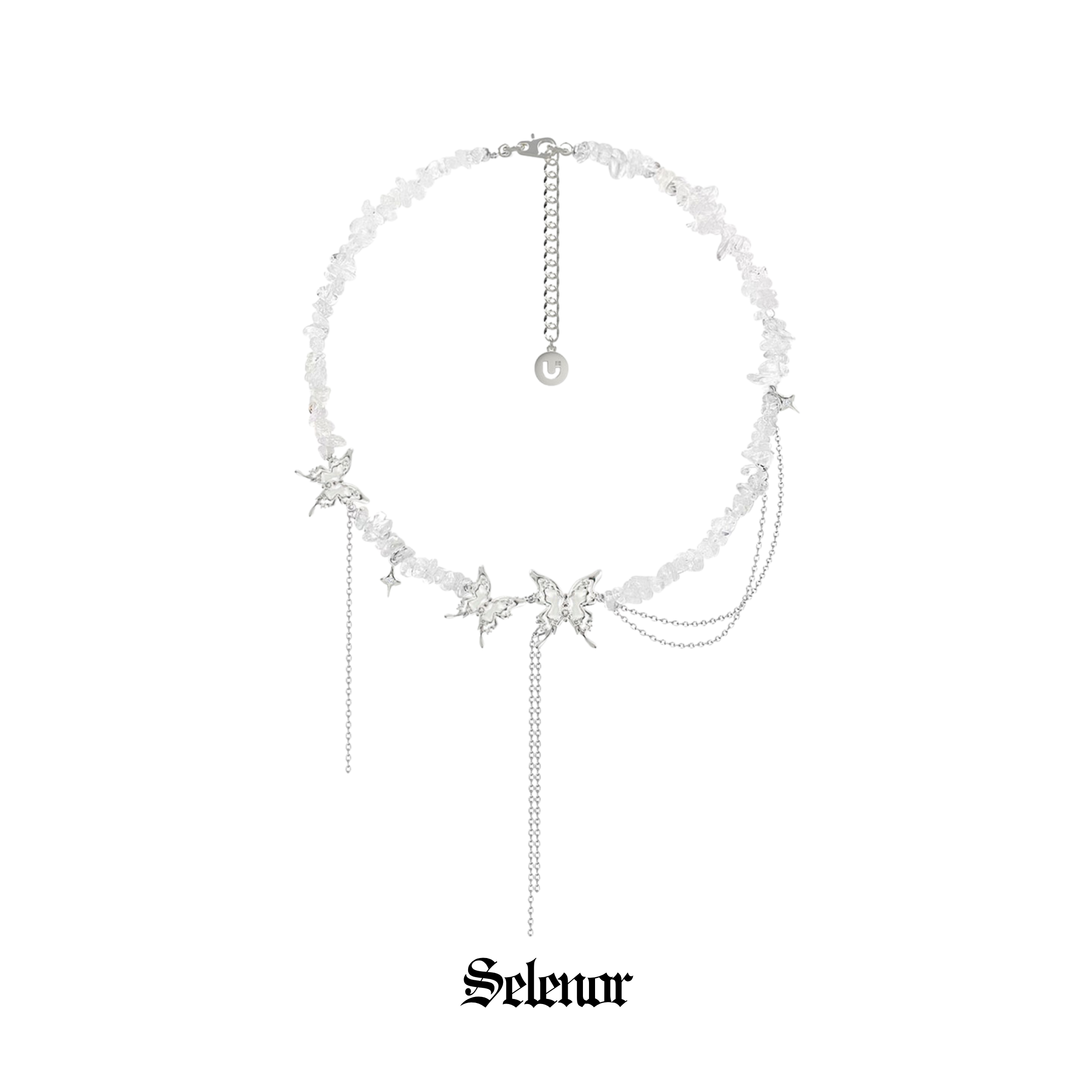S925 Cubic zirconia butterfly lunaria necklace[set item]