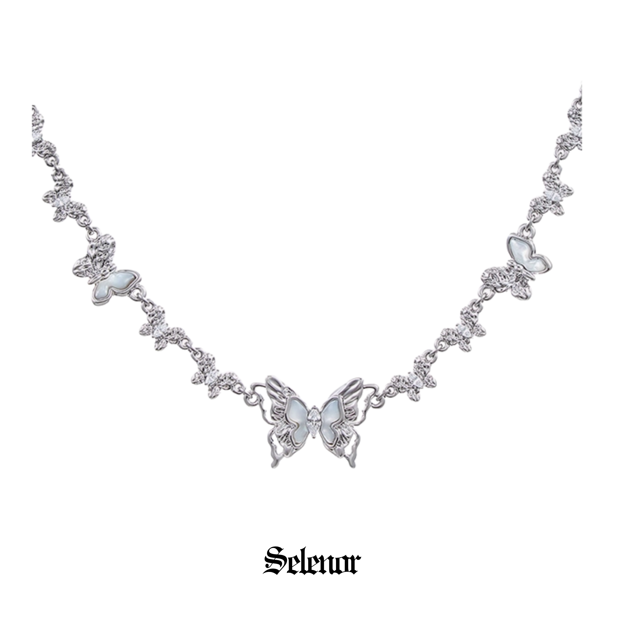 S925 Cubic zirconia butterfly gleam necklace[set item]