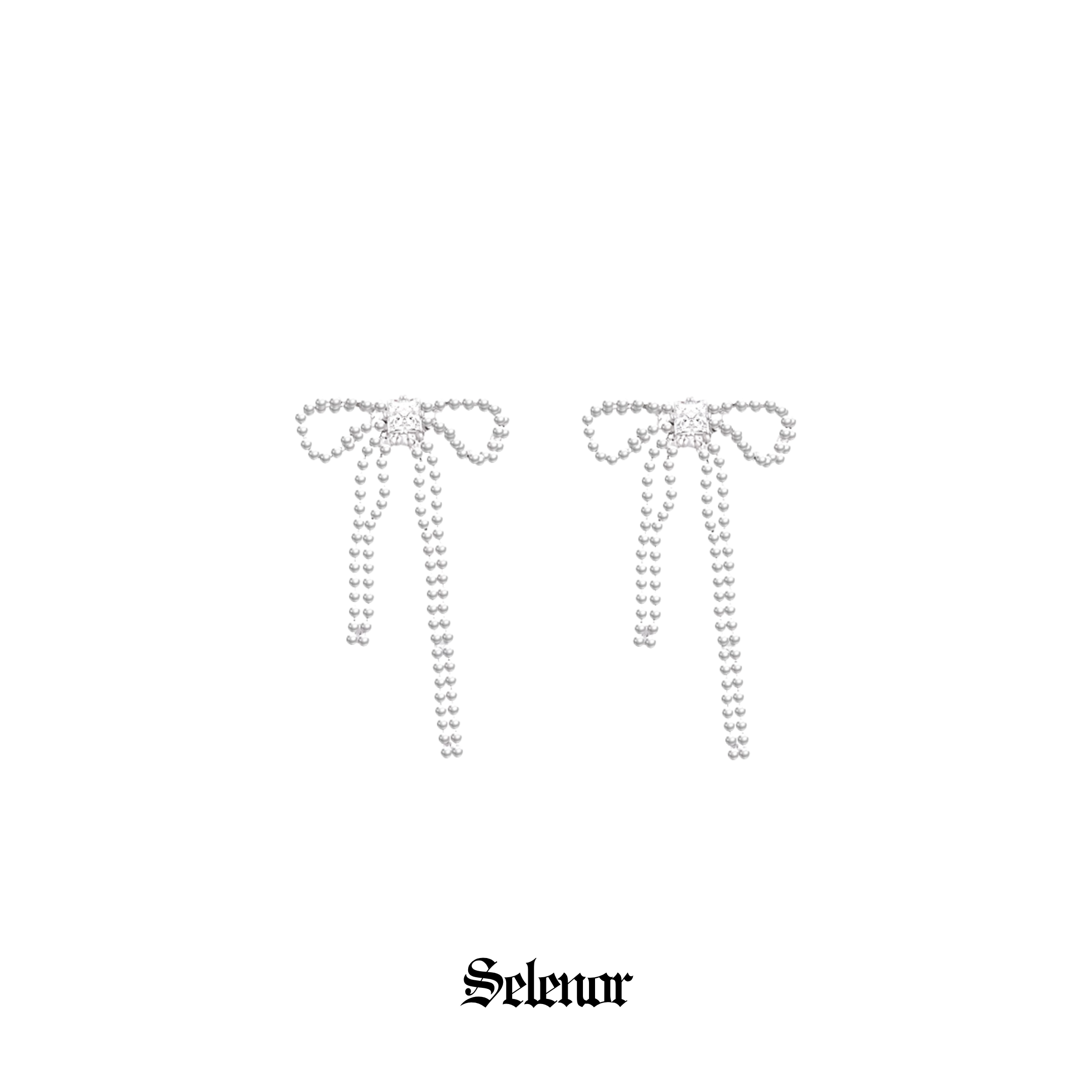 S925 Cubic zirconia luminous ribbon drape pierce[set item]