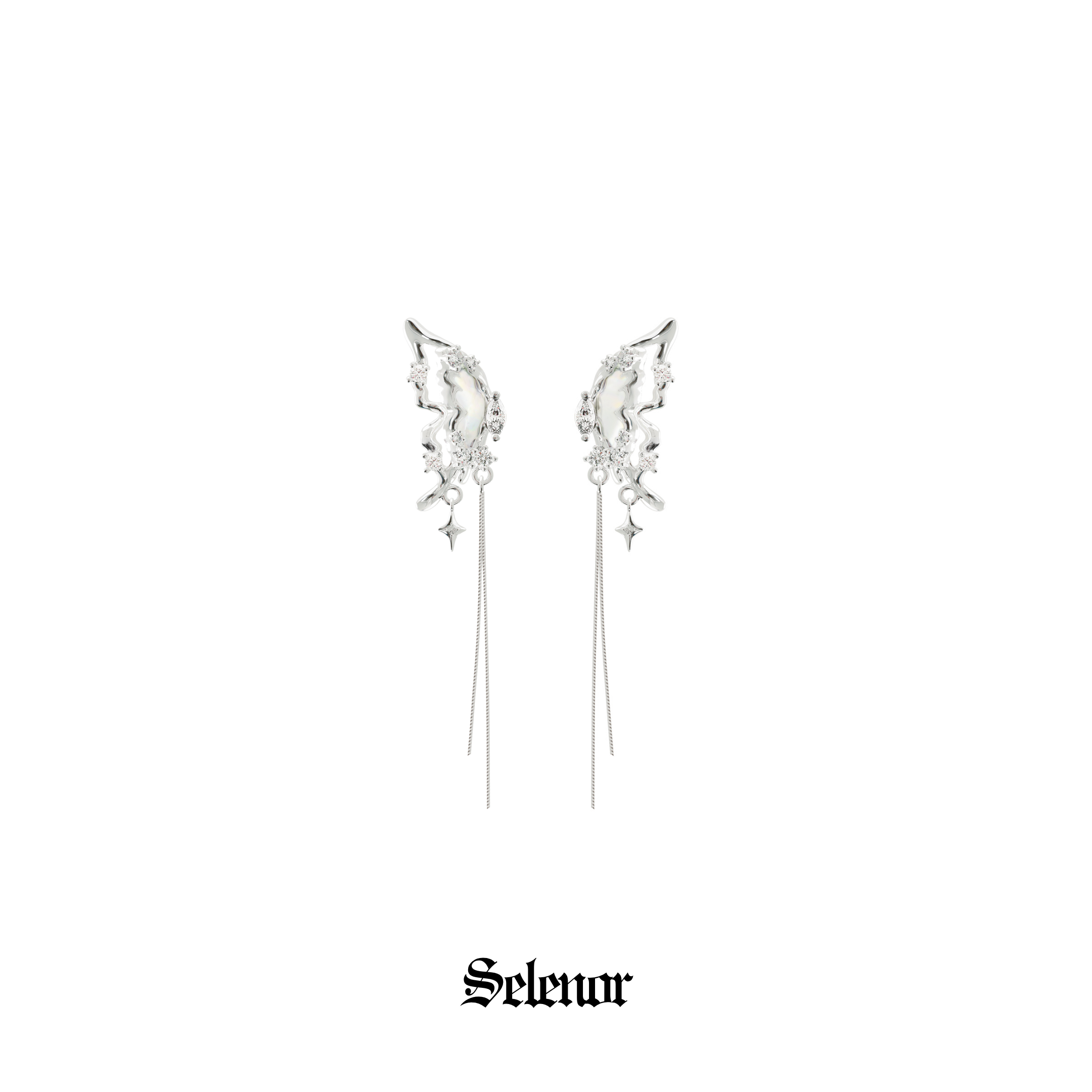 S925 Cubic zirconia butterfly lunaria pierce[set item]