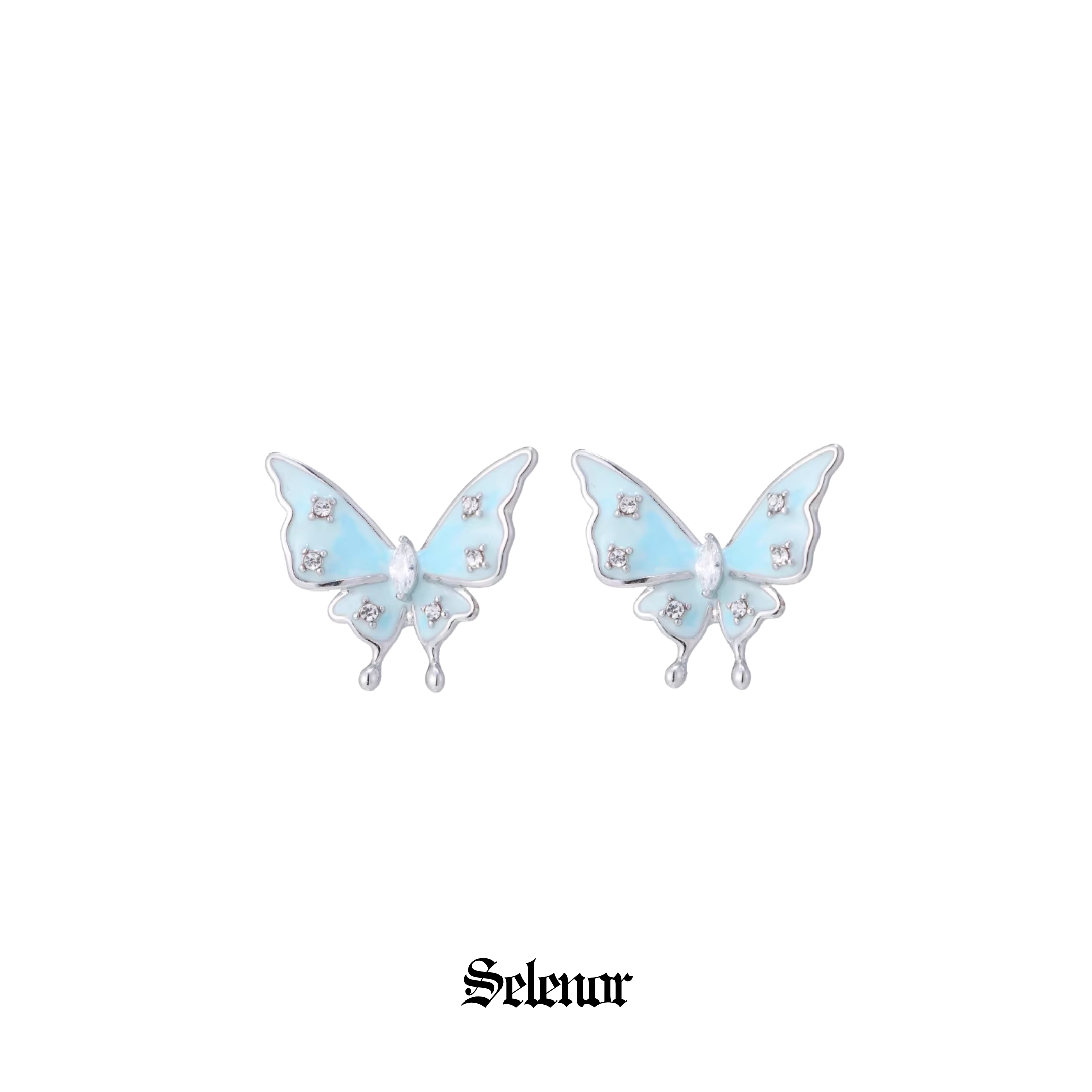 S925 Cubic Zirconia Blue Butterfly Pierce[set item]