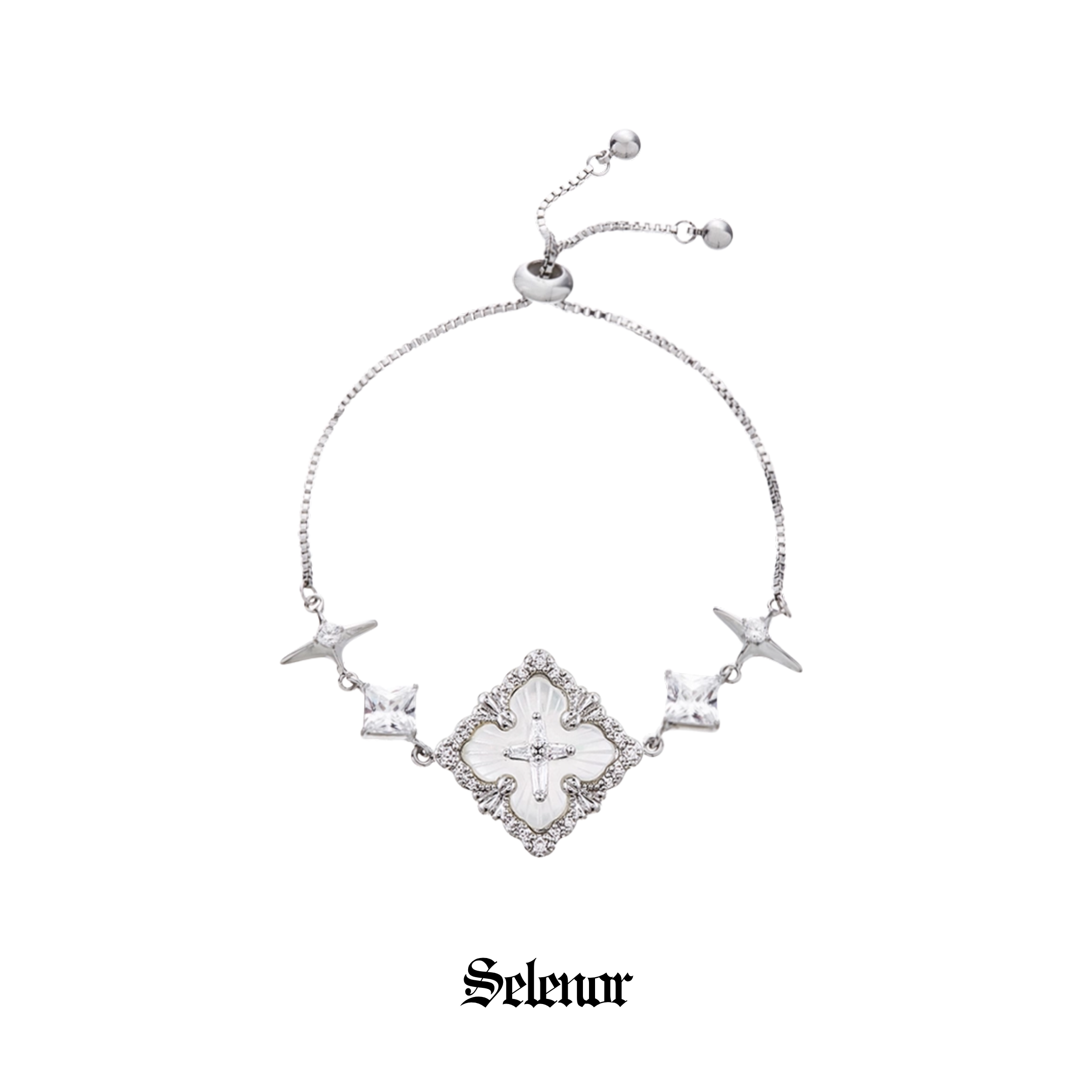 S925 Cubic zirconia clairon cross bracelet[set item]