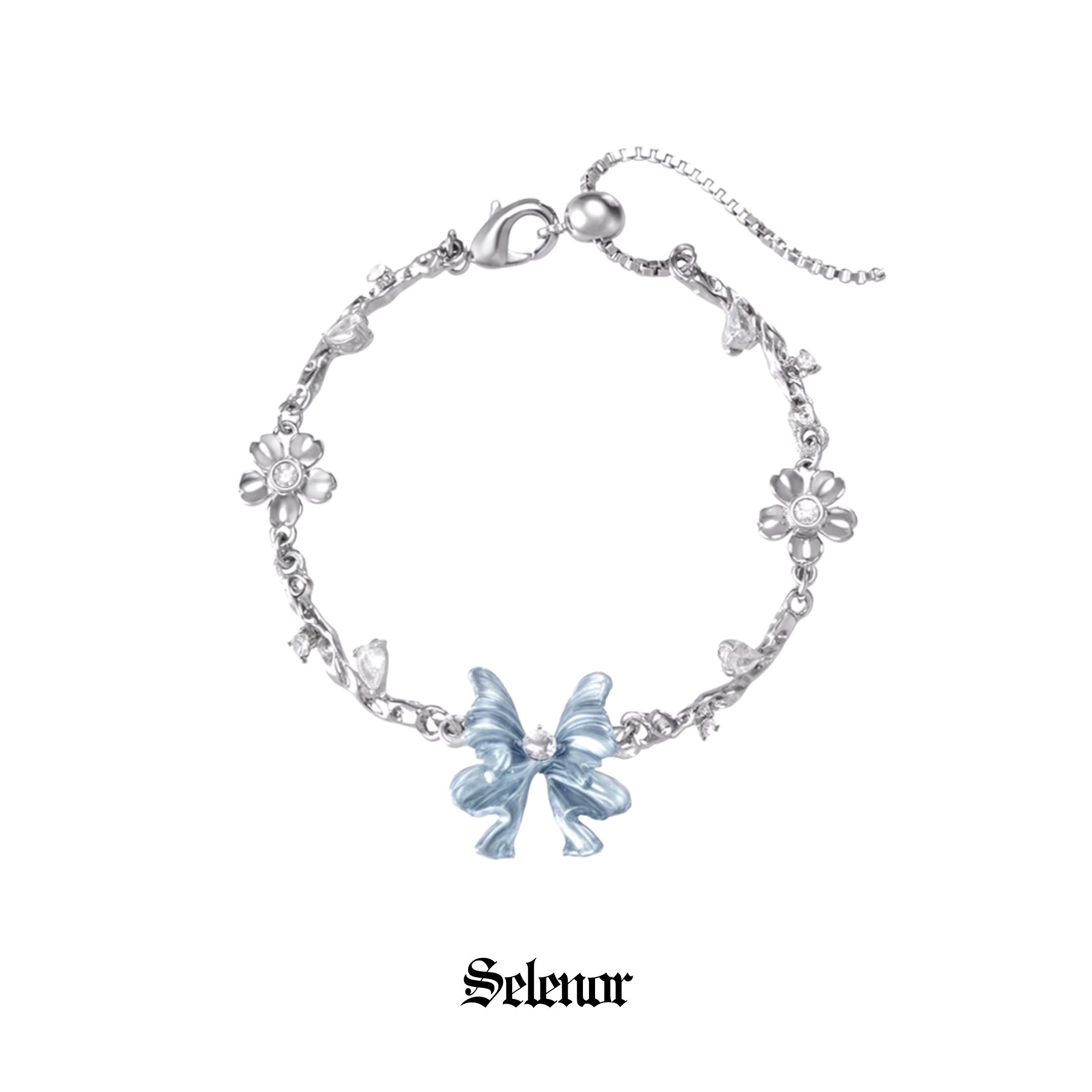 S925 Cubic zirconia lueur bleue bracelet[set item]