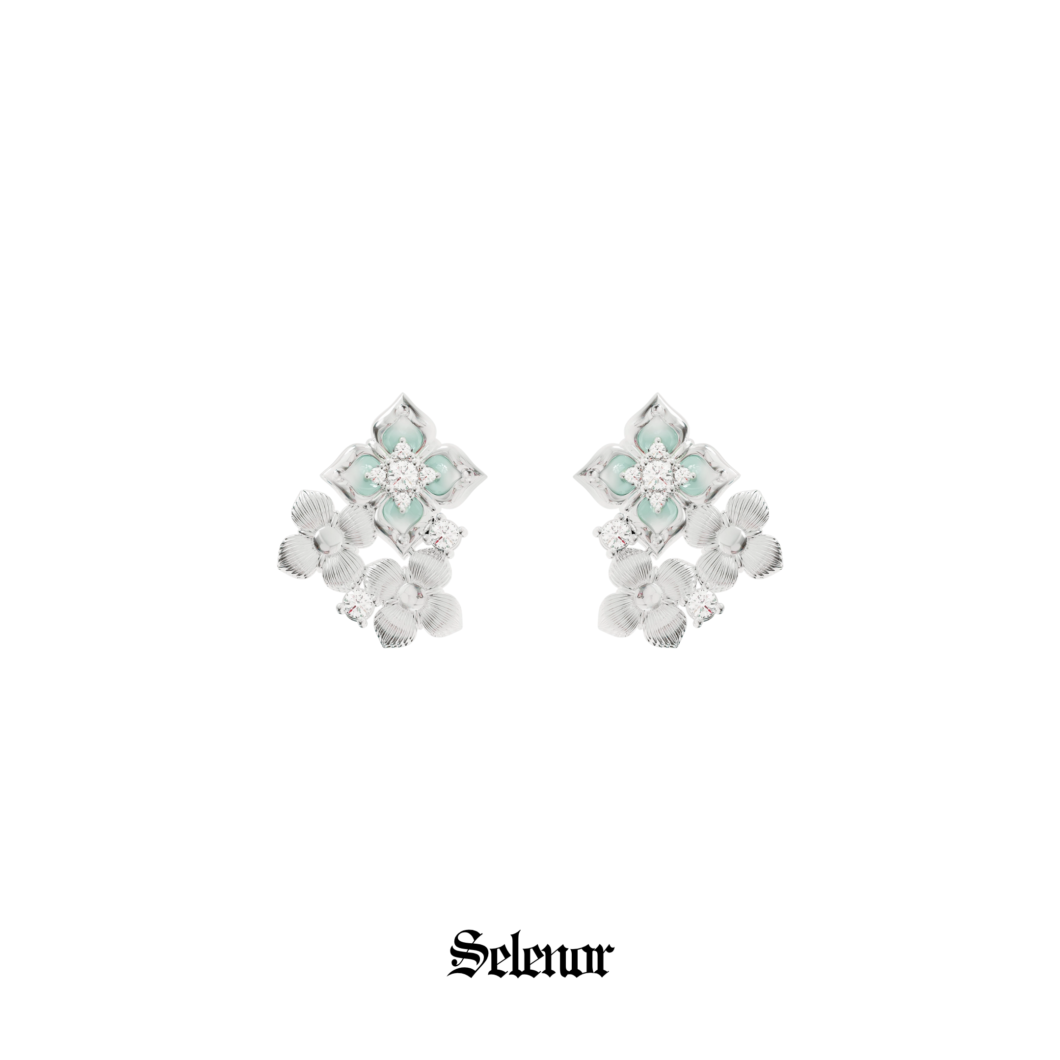 Cubic zirconia floréal pierce[set item]