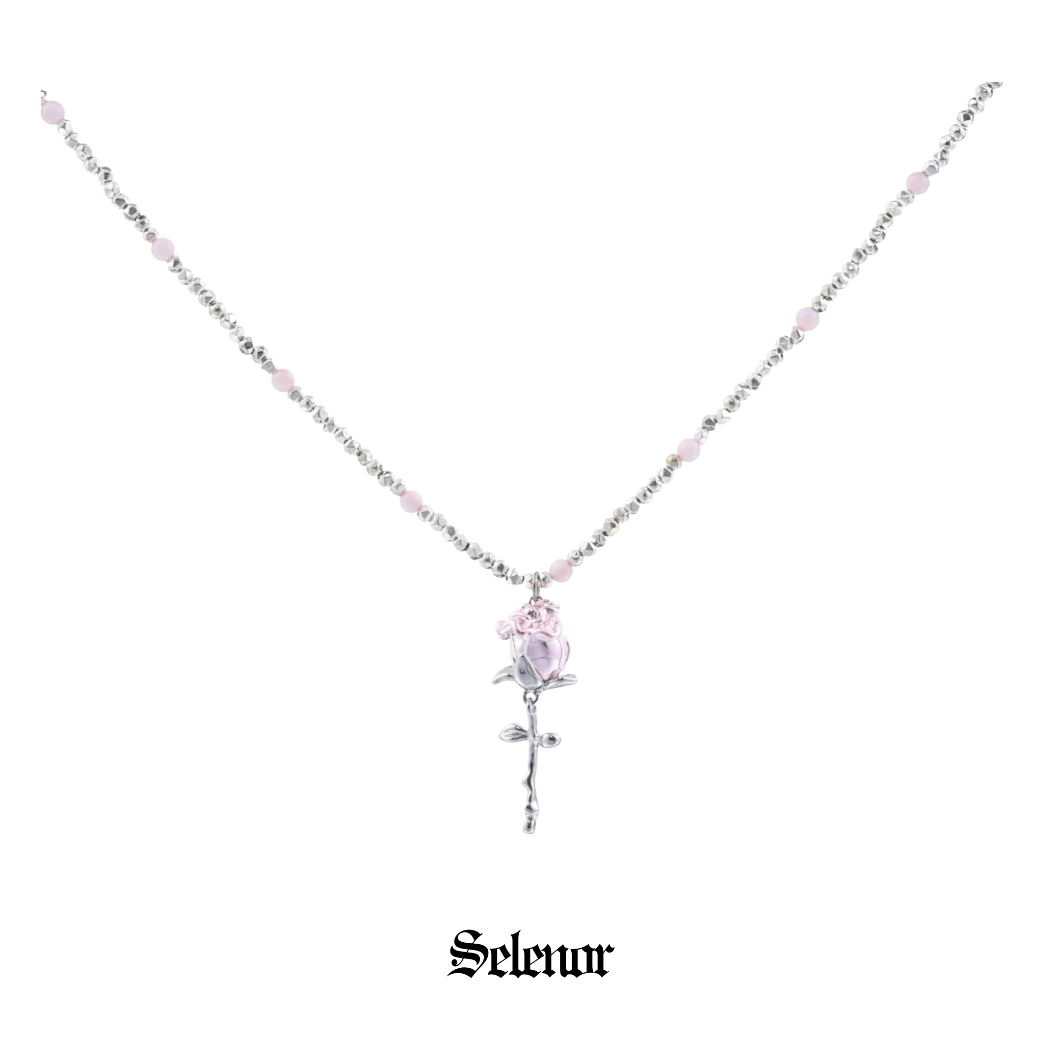 S925 Cubic zirconia rosaria necklace[set item]